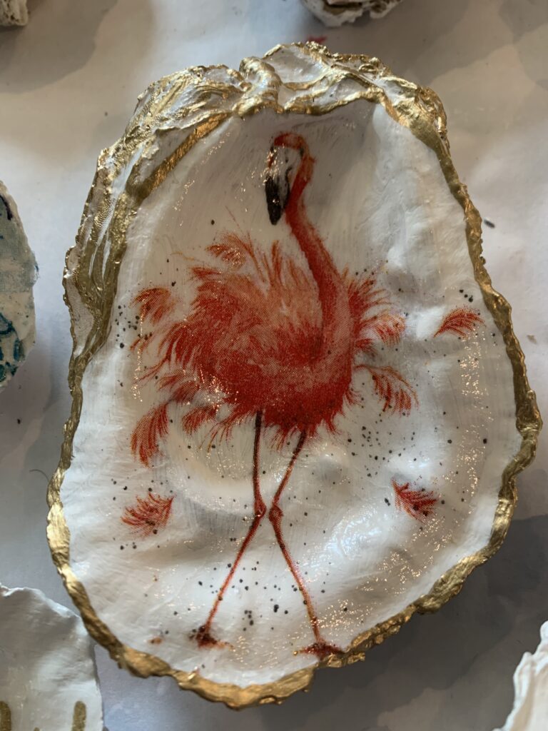 the cabana chandler oyster shell whimsical flamingo nature trinket dish jewelry tray home decoration keepsake