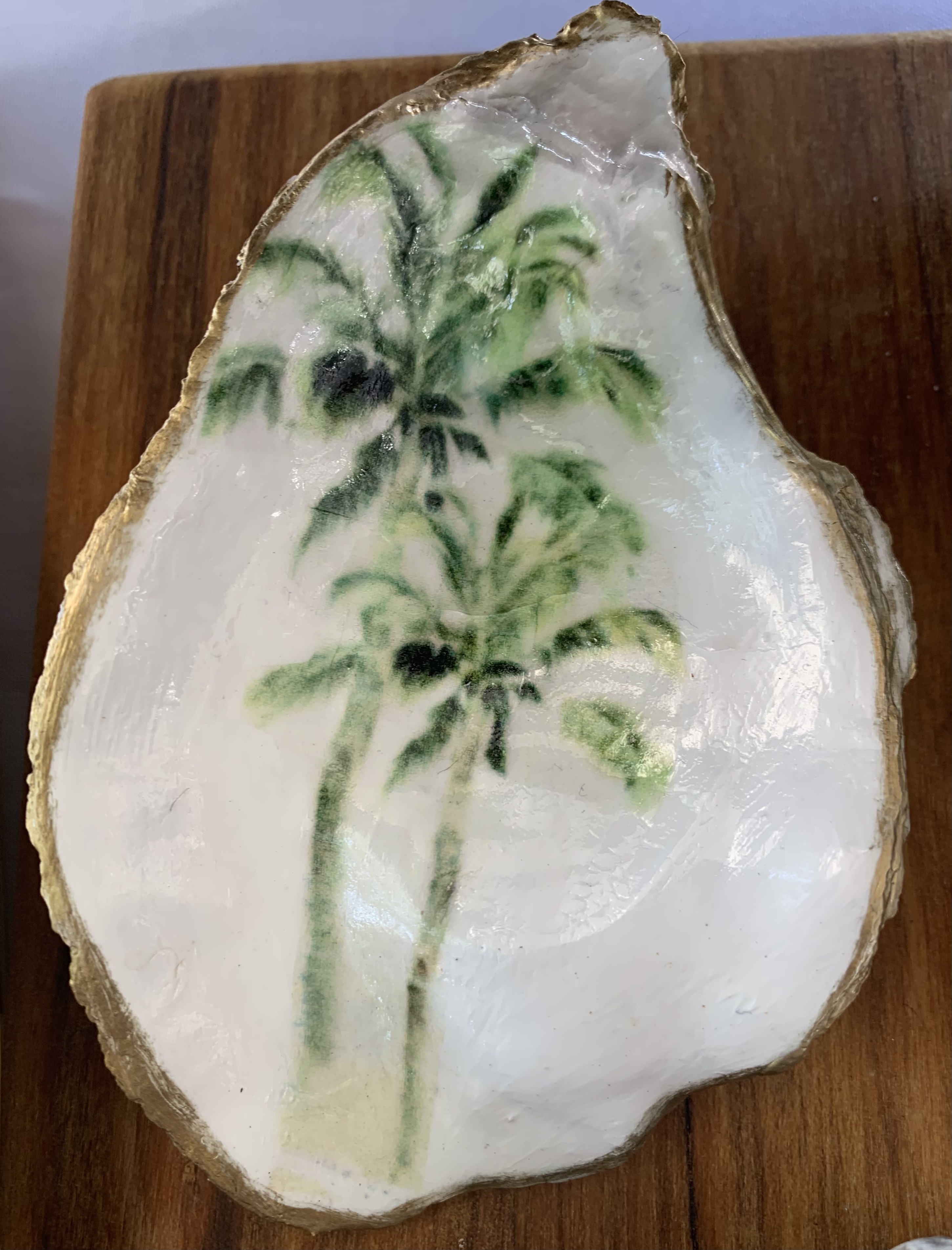 Tropical Swaying Green Palm Trees - Oyster Shell